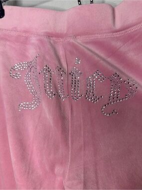 Juicy Couture Jeweled Rhinestone Logo Track Pant S Baby Pink